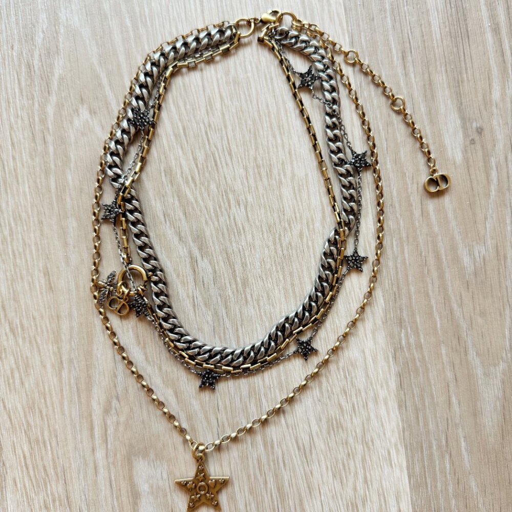 Dior Gold and Silver Star Layered Necklace